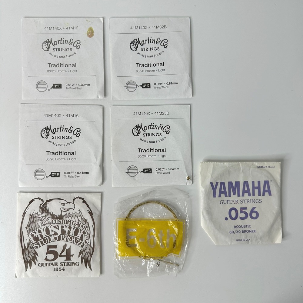 Mixed Lot 7 Replacement Guitar Strings Martin Ernie Ball Yamaha Acoustic Bronze